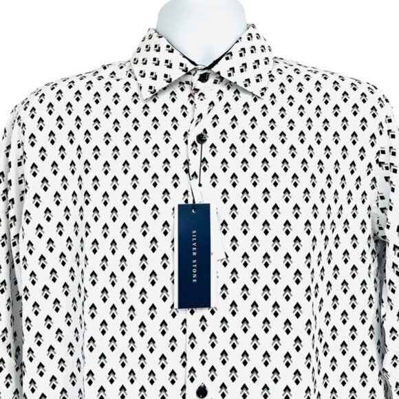 NWT Silver Stone Geo Collection Men's Shirt Large Modern Fit Button Down $149 - Picture 3 of 12
